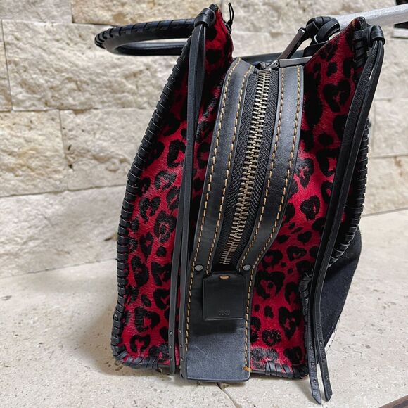 Coach 1941 Rogue 30 Embellished Patchwork Whipstitch Mixed Leather Bag Red Multi - Picture 3 of 12